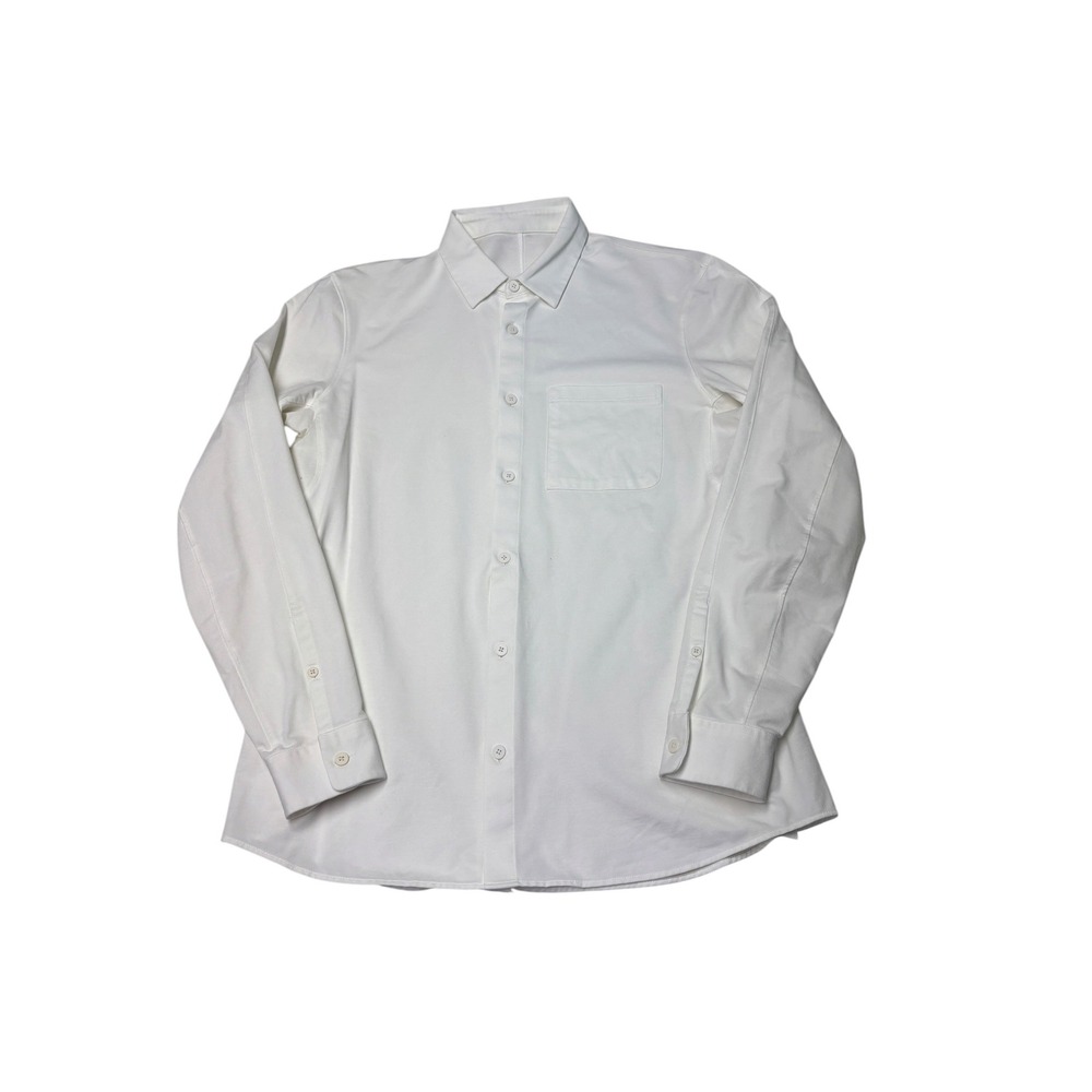 Lululemon Mens White Long Sleeve Button Down Shirt with Chest Pocket L